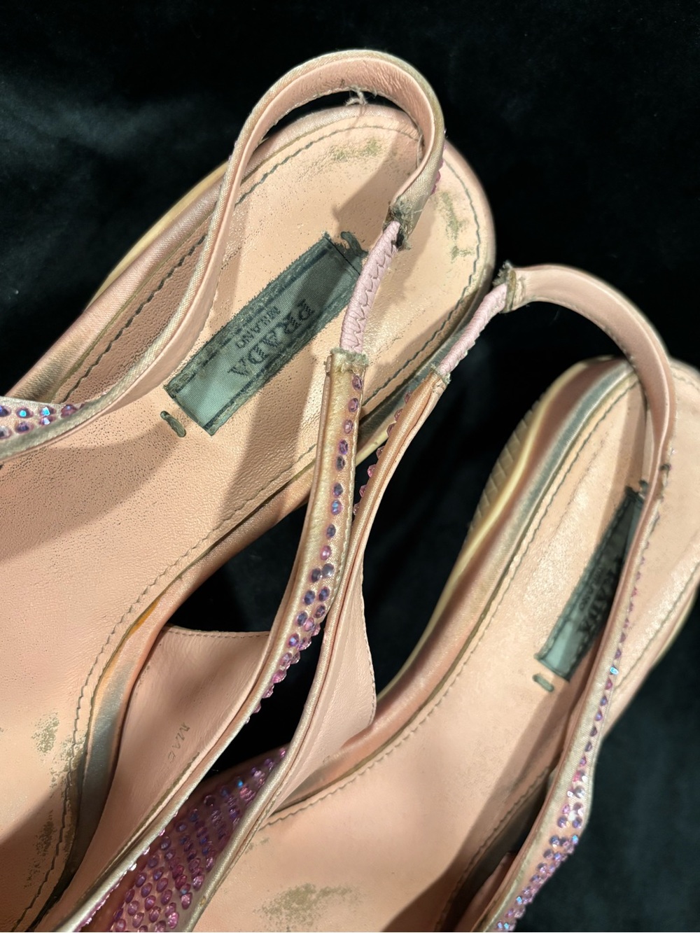 Prada Pink Crystal Embellished Slingback Kitten Heels - Picture 12 of 15